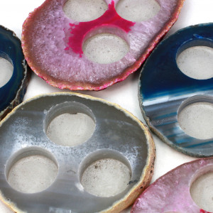 Tealight, Agate Slice, 3 hole, Pack of 5